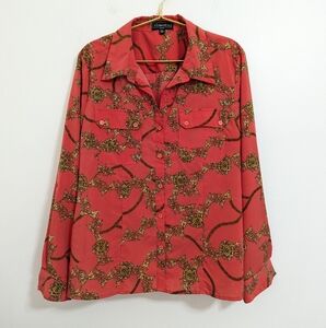 Elementz XL Coral Pink Patterned Long Sleeve Button-Up Shirt‎